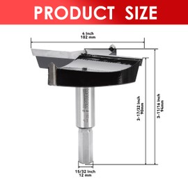Mollom 4" (102mm) Forstner Drill Bit for Precise Woodworking with Durable YG8 Carbide Thickness of 2.0mm,This Hinge Cutter Tool is Ideal for Hard Wood, Plastic, Plywood