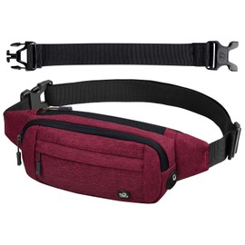 Waterfly Bumbags Waist Fanny Pack Ladies Fashion Bum Bag with Adjustable Belt for Sport Running Hiking Jogging Girls Women Men (Dark Red)