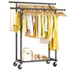 HYSEYY Double Rods Clothes Rack, Rolling Clothing Rack for Hanging