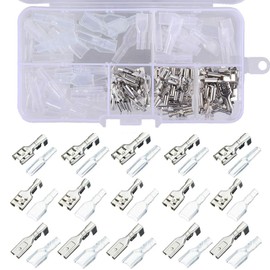 Gasea 120pcs Crimp Terminals Female Spade Connector Wire Terminal Kit with Insulating Sleeves 2.8mm 4.8mm 6.3m
