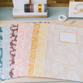 Papierdrachen 8 high-quality paper notebook covers for children, DIN A4, flower motif, notebook cover, 250 g/m², set number 2