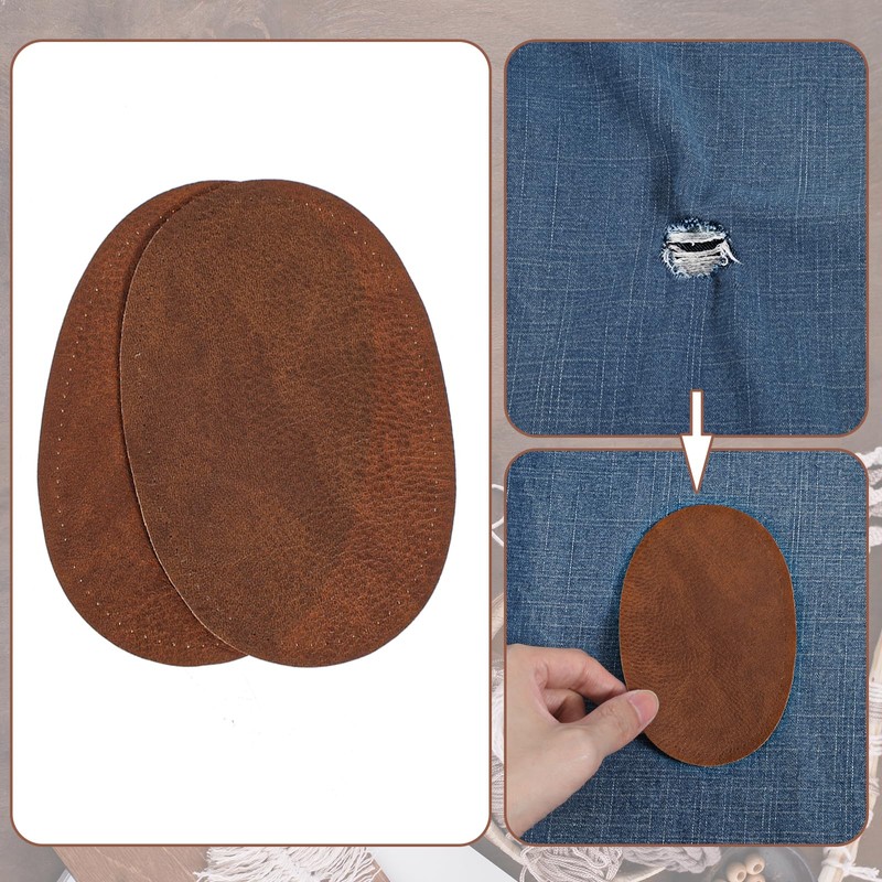 2PCS Leather Patch Elbow Patches for Sweaters Sew-On Fabric Oval