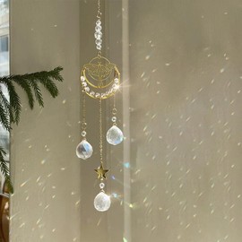 Yimofy Butterfly and Moon Sun Catchers for Windows Crystal Ball Prism Suncatcher Rainbow Maker Hanging Ornament for Home Garden Decor (Long Tail Butterfly)