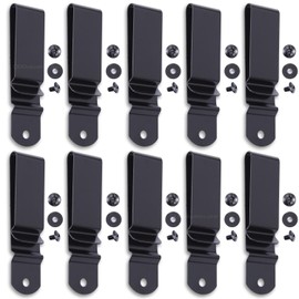 Universal Heavy Duty Metal Belt Clips - (Fits 1.75 inch Belts) - (Black) - (w/Hardware) - (10 Pack) - Replacement Steel Clip Holder for Holsters, Sheaths, Phone Cases
