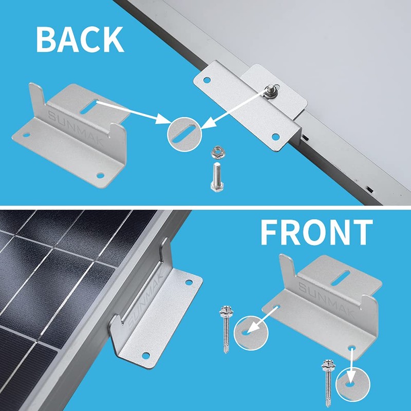 SUNMAK 16 Units per Set Solar Panel Mounting Z Brackets,