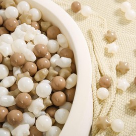 TRENDPLAY Star Ball Pit Balls for Toddlers - 200 Count Star Balls Different Shapes, Non-Toxic Plastic Balls for Safe Play, Boys Girls Festival Party Decoration, Khaki