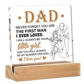 Dad Gifts From Daughter, Father Gifts for Birthday Christmas Father's Day, Dad Present Clear Acrylic Desk Decorative Sign for Home Decor, 4 x 4 Inches