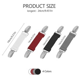 LZYDKH Pack of 4 Cardigan Clips, Pullover Clips, Clothes Clips, Elastic Collar Closure, Collar Clip for Gloves, Waist Dresses, Scarf, Women and Men (Black, White, Grey, Red), Black, white, grey, red