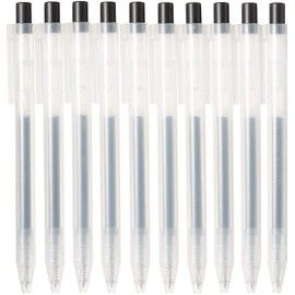 Muji 82902273 Gel Ink Ballpoint Pen, Smooth Drawing, Black, 0.02273 Lead Diameter 0.022 inch (0.5 mm), Retractable Type, Set of 10