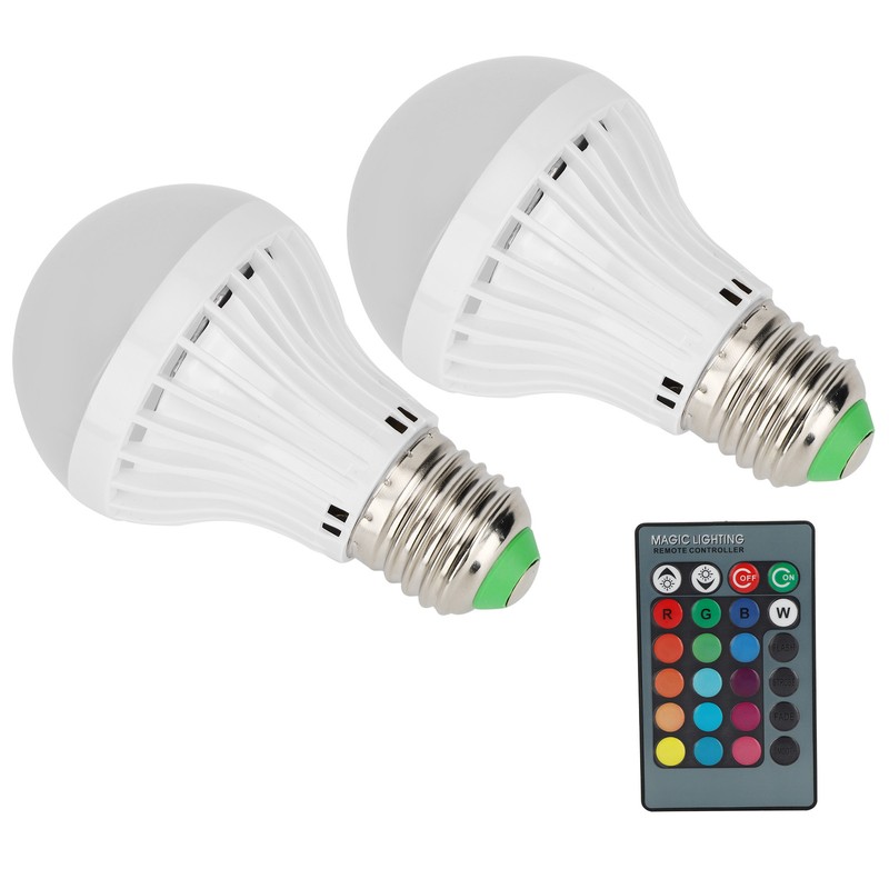 2Pcs E27 3W RGB Bulb Lamp Color Changing Bulb Light