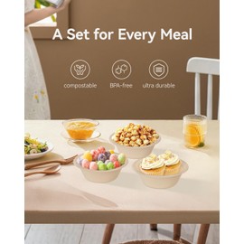 Dynta 380 Pack 12oz Paper Bowls, Small Compostable Disposable Bowls for Parties, Desserts| Microwave & Freezer Safe(Natural Brown)