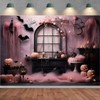Pink Halloween Pumpkin Background - Spooky Photography Backdrop for Prom,