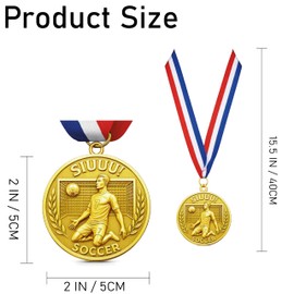 Bambluby 12-Pack SIUUU Soccer Medals – Premium Metal Gold Award Medallions with Ribbons, 2-Inch Zinc Alloy Soccer Tournament Prizes for Kids & Adults