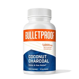 Bulletproof Coconut Charcoal Capsules Detox Gas Relief 90 Count Vegan Non-GMO