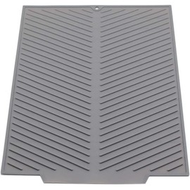 SFBBCLOZ Silicone Dish Draining Mat, Eco Friendly Dish Drying Mat Kitchen Counter Anti-Skid and Heat Insulation Pad, Sink Drainer Mat with Dense Drainage Grooves (L (20"×16"))