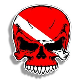 Diver Down Scuba Skull Flag Sticker Face Dive Gear Tank Bag Ocean Beach Vinyl Decal Graphic Locker Die Cut Digital Car Truck Boat Kayak Yak Sail