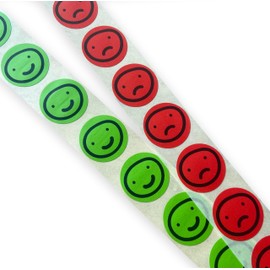 25mm Round Green/Red Happy Sad Face Stickers (100 Total) – 50 Emotion Labels for Teachers, Parents, and Kids – Positive Negative Feedback Stickers for Classroom, Charts, and Reward Systems