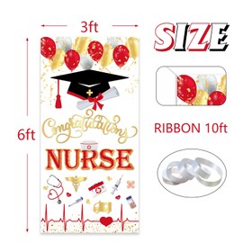 Congratulations Nurse Graduation Door Banner, Congrats Nurse Grad Door Cover, 2025 Nursing School Survivor Graduation Party Decorations, Indoor Outdoor Decor