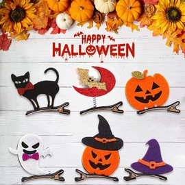 LIMSPACE Halloween Hairpin Hair Clip Pumpkin Ghost Bat Cat Moon Hat Hairpin Hat Hair Accessories Photo Props Carnival Costume Party Party Supplies Cosplay Supplies Decoration Props (6 Halloween Hair