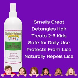 Mint Natural Hair Detangler for Kids | Conditioner Spray | Repels Lice | Works on All Hair Types | Treats 2-3 | 16 Ounces