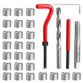 Treki 30 Pieces M8 Thread Repair Kit Helicoil Set Stainless Steel Thread Repair Kit Tool Portable Thread Repair Kit M8 x 1.25 mm Thread Sleeves + M8 Tap + Twist Drill for Repair