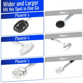 Plazuria Oversized Back Scratcher with 3 Detachable Heads, Stocking Stuffer for Men & Women, Extendable 30" Handle with Spikes, Rake & Bear Claw Heads (Classic Black)