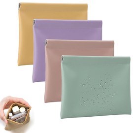 4/8Pcs Small Makeup Bag for purse,4.7In Waterproof Leather No Zipper Self-Closing Portable Mini Cosmetic Bags for Women,Small Pouches for Purse for Cosmetic Headphones Jewelry Lipstick