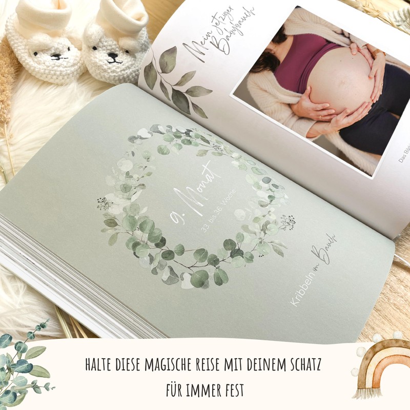 MeinBaby123® Pregnancy Diary High-Quality Gold-Plated Diary Pregnancy Gift Pregnancy Diary