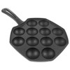 MUCKLILY Cast Iron Takoyaki Baking Pan 12-Cup Octopus Meatball Mold