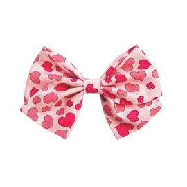 Pink Hearts Valentine's Day hair Bows, Toddler hair accessories, Cute baby girl Bows, hair clips or headbands, Made in USA (Classic 4.5 in Headband)