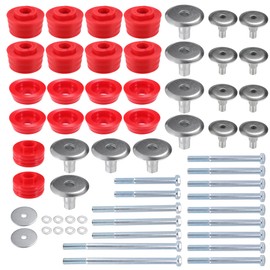 X AUTOHAUX 1 Set Body Mount Bushing Kit for Ford Super Duty F250 F350 2008-2016 Body Cab Mounts Sleeves and Hardware Red