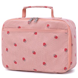 Bluboon Kids Girls Corduroy Pink Strawberry Lunch Box for School