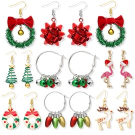 Christmas Earrings for Womens Gifts for Christmas Holiday Earrings Jewelry Bow Bell Tree Snowman Santa Dangle Earrings for Stocking Stuffers for Women Trendy Stuff