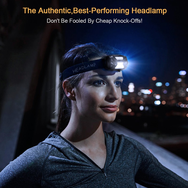 LED Head Torch, USB Rechargeable LED Headlamp Headlight, Waterproof, IR