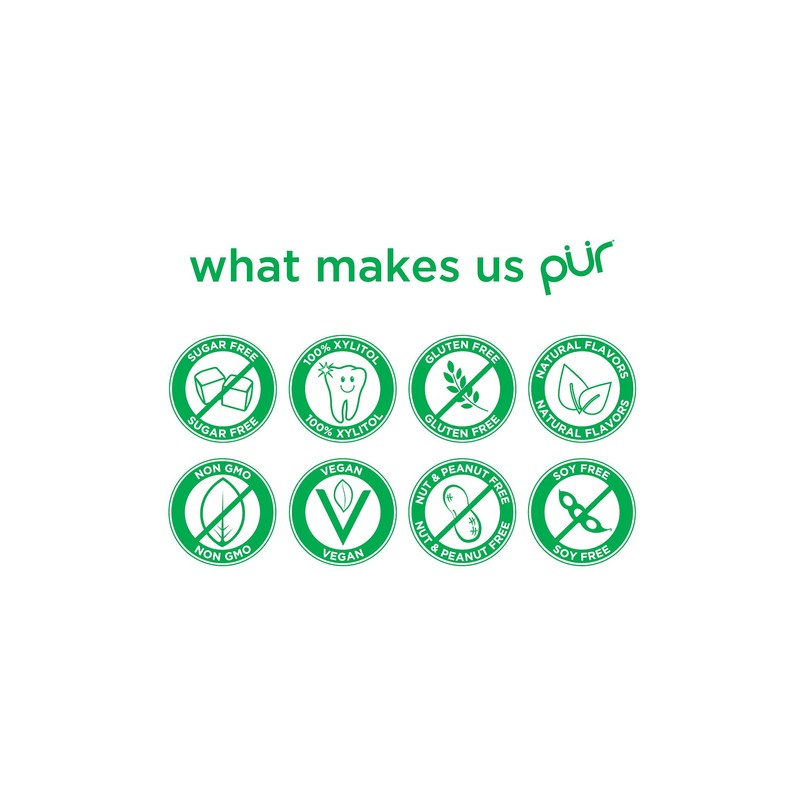 PUR 100% Xylitol Chewing Gum, Spearmint, Sugar + Aspartame Free,
