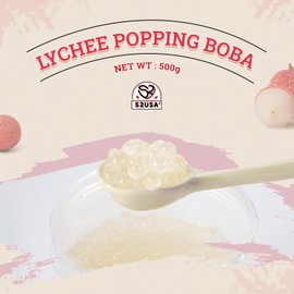 52USA Lychee Popping Boba (500g), Popping Pearls for Bubble Tea, Beverages, Sweets, Ice Cream, Shakes, Desserts & Smoothies Topping, 1.1 Pound (Pack of 1)