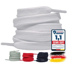 LaceHype 2 Pairs of Premium Shoelaces, Flat, Tear-Resistant, 10 mm Wide, Replacement Polyester Shoelaces for Trainers, Sports Shoes (White, 140)