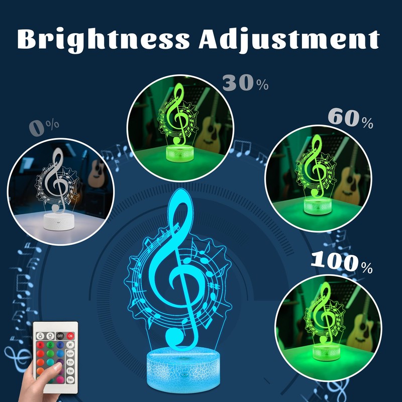 CoolGift Mart Music Note Night Light, 3D LED Optical Illusion