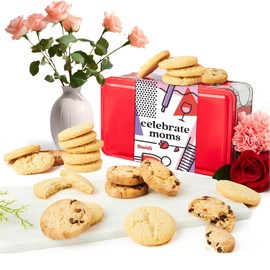 David’s Cookies Mother's Day Shortbread Cookies Gift Tin – Original & Chocolate Chip Shortbread Cookies in Sweet Sampler – Bakery Dessert Gift for Mom Her Grandma on Mother’s Day & Special Occasion