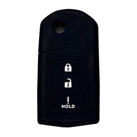Key Fob Cover for RX8 CX5: 3 Buttons Silicone Remote Case Protector Fit for Mazda 2 3 3 Sport Mazda 5 6 MPV MX5 MX5 Miata CX5 CX7 CX9 RX8 2004 to 2015 SKE12501 KPU41788 (Black)