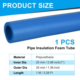 PATIKIL Pipe Insulation Foam Tube, 1" ID x 3.28Ft Foam Pipe Cover Foam Tubing for Handle Grip Support AC Unit Exercise Machine Roof Rack, Blue