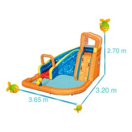 Alberca Piscina Parque Acuatico Resbaladilla  Bomba Bestway Color Naranja                                                                             