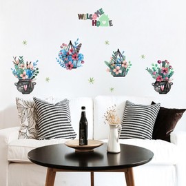 Bathroom Wall Stickers Plants Flower - Potted Plant Wall Mural Removable Stickers for Bedroom Office Home Walls Decoration 1523