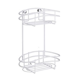Wenko Wall Rack Classic Plus with 2 Levels in White, Steel 24 x 15 x 32.5 cm