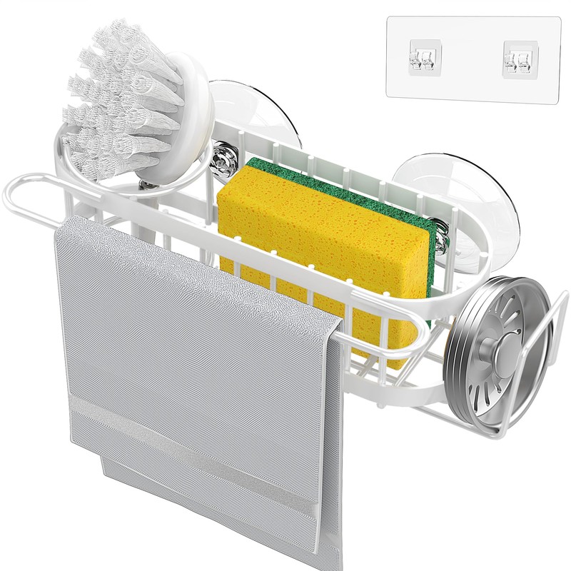 Cisily Kitchen Sink Caddy Sponge Holder in The Sink, Stainless
