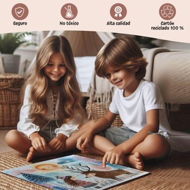 Mini Worlds Children's Puzzle 6 Years – 2 Puzzles with 100 Pieces Each – Children's Puzzle 100 Pieces – Puzzle 40 x 40 cm – Recycled Puzzles – Games Children 6 Years – Educational Puzzle