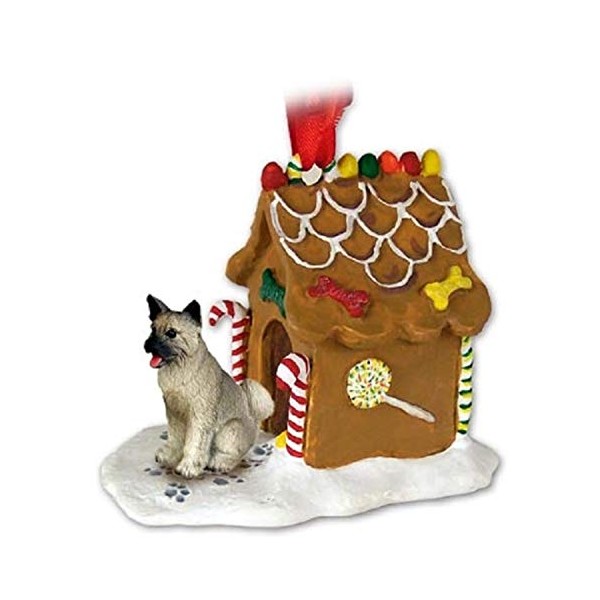 NEW Akita Gray Ginger Bread House Christmas Ornament
