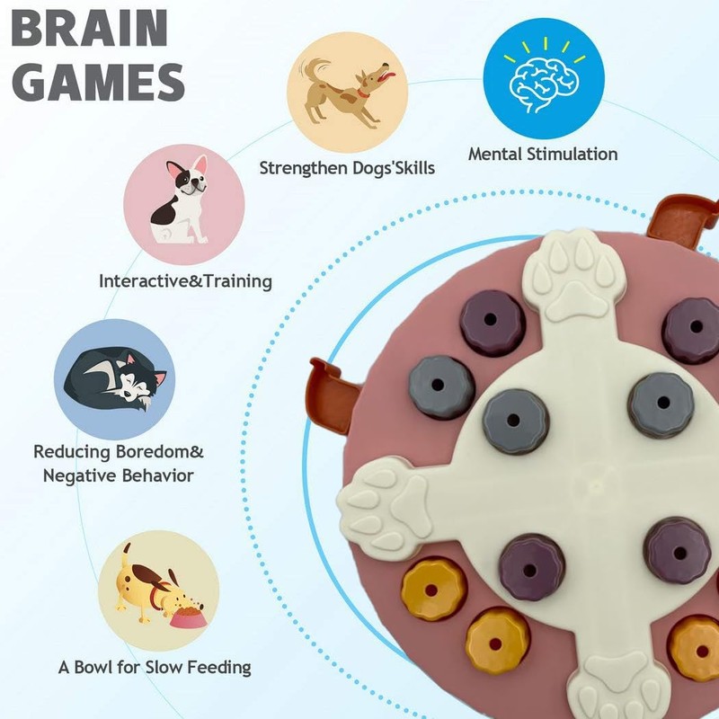 Interactive Pet Treat Dispenser - Slow Feeder, Brain Game, Puzzle,