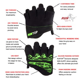 RUNTOP Workout Gloves Weight Lifting Grips with Silicon Padding Exercise Gloves Perfect for Women Men Cross Training WODS Weightlifting Bodybuilding Powerlifting Gym Fitness (Red, L)