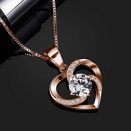 B.Catcher Women Necklace 925 Sterling Silver “Crazy Love” Pendant Necklaces with 18inch Box Chain,Gold